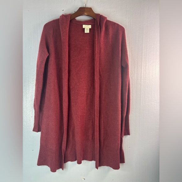 St. Tropez Sweaters - St. Tropez M Cashmere Hoodie Pocketed Cardigan Sweater in Brick